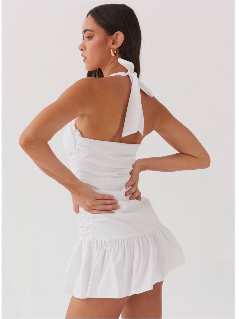 NWT Peppermayo White Halter Mini Dress - Picture 4 of 7